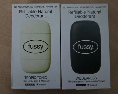 (D) Fussy Refillable Natural Deodorant, 40g, Pick Scent, Some Pack Damage