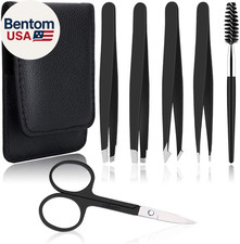 6 PCS Professional Tweezers Set - Stainless Steel Precision Tweezer Kit for Eyeb