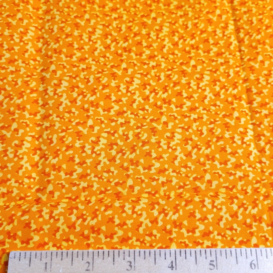 Cotton Fabric Orange Yellow Abstract Floral Print Springs Country 34” x 43”  - Image 2 of 4