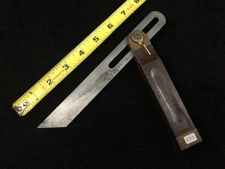 Stanley 8" Inch  Brass & Rosewood Sliding T Bevel Square~1910-1919~