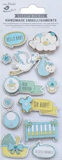 Little Birdie Baby Embellishments 12/Pkg-New Arrival Blue - 6 Pack