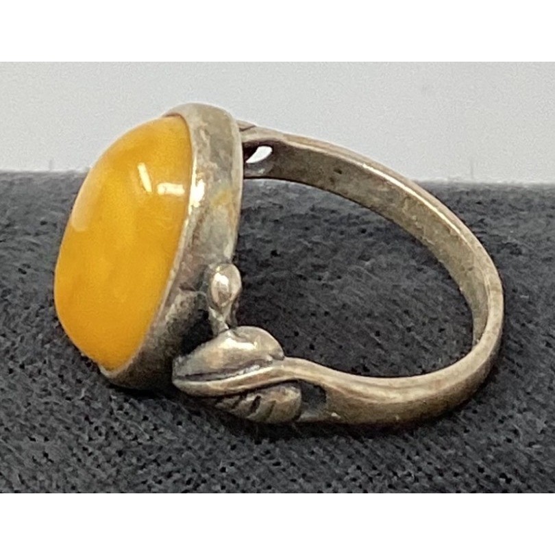 Oval Amber Sterling Silver Ring Statement Cocktai… - image 4