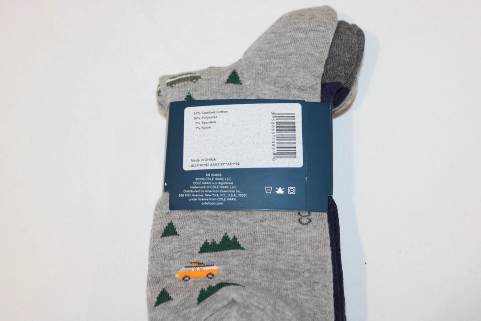 Paquete de 3 zapatos de vestir gris diseño múltiple de algodón peinado Cole Haan para hombre talla 7-12 Foto 4 de 4