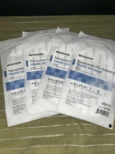 (4) McKesson Transparent Film Dressing 4 X 4 Inch Sterile Frame Delivery