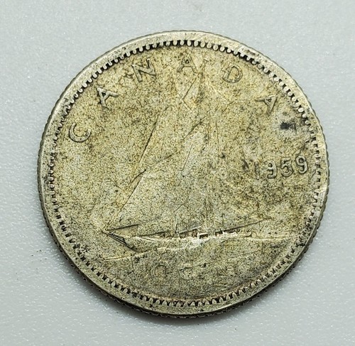 1959 Elizabeth II Silver Dime 10 Cent Coin Canada #159 - Picture 2 of 2