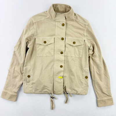 CASLON Utility Jacket Size SMALL Drawstring Waist Button Up Collared Beige