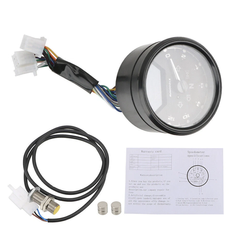Digital Motorcycle Speedometer Tachometer Gauge Meter Universal Fit For Harley , - Image 4 of 4