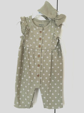 CARTER'S BABY GIRL'S  TWO PIECE OUTFIT GREEN WITH WHITE FLOWERS NWT