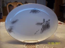 Fukagawa Arita 903 Poreclain Vtg. Landscape Pattern Small Oval Serving Platter