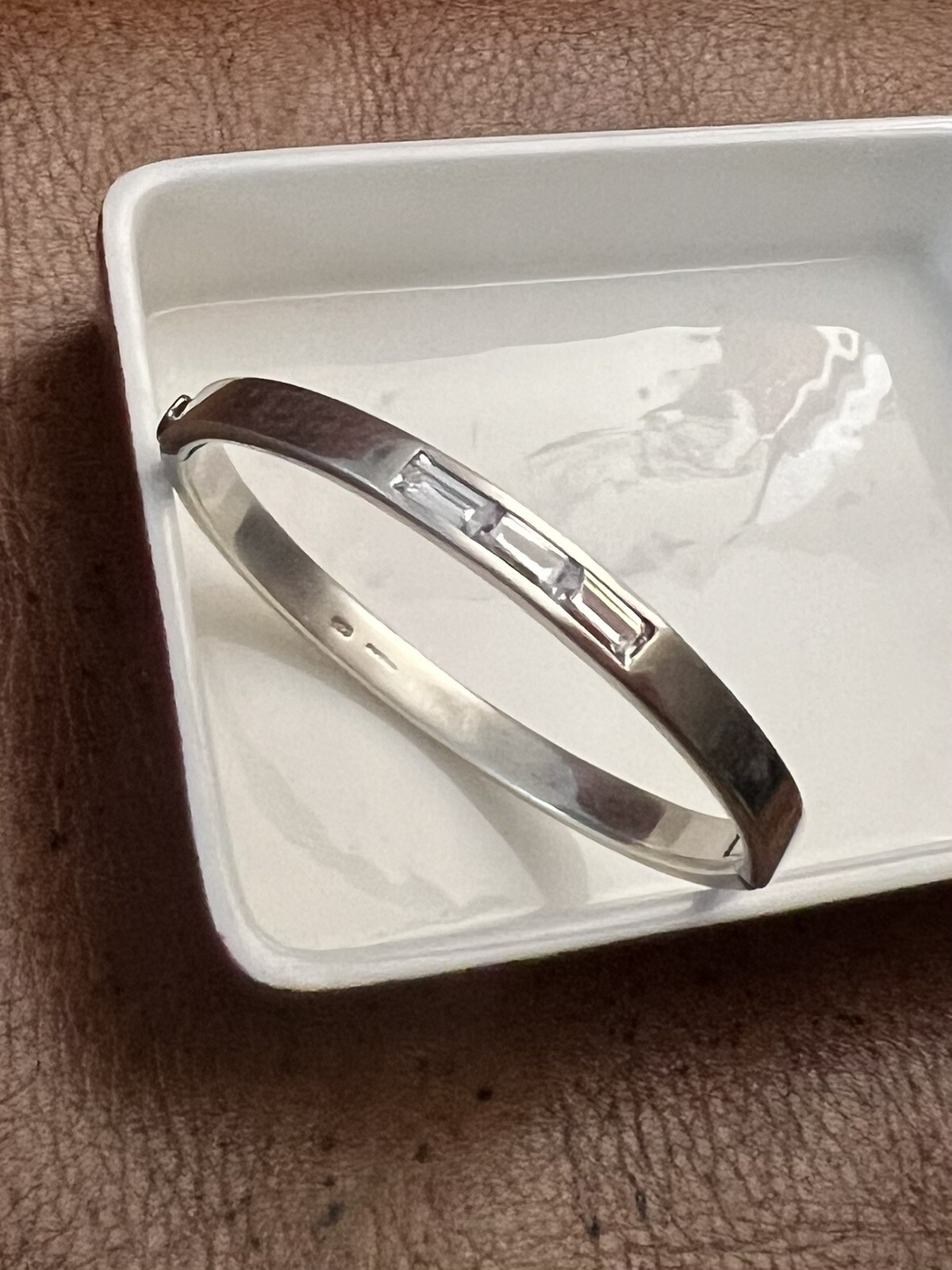 925 Solid Sterling silver Oval hinged Bangle Hall… - image 1