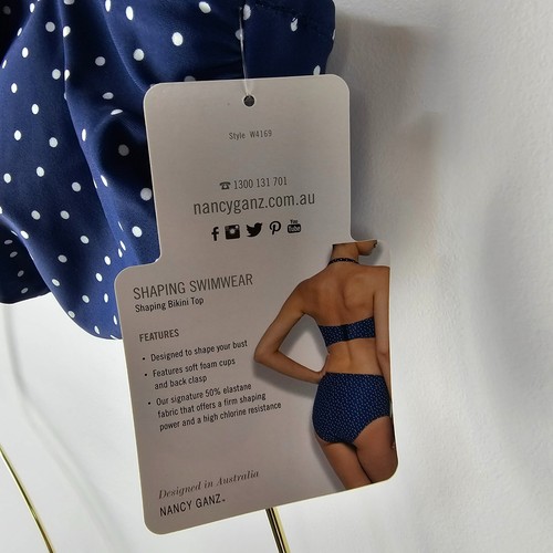 Nancy Ganz Shaping Bikini Top Womens Size 12 Blue White Polka Dot Swimwear NWT - Picture 5 of 8