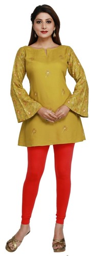 Women Ethnic Ethnic Short Kurti Tunic Green Cotton Kurta Shirt Dress EASHITA17B - Picture 7 of 8