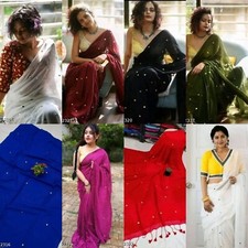 Women'S Khadi Cotton Saree with Running Blouse