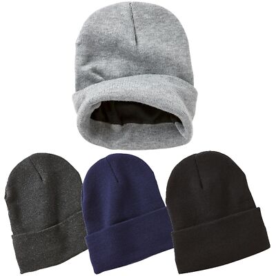3 Pack Men's Women's Winter Sky Hat Cap Sportsman 12'' Fleece Lined Knit