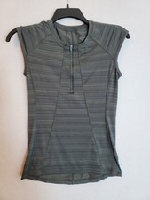 Athleta Womens S Gray Sleeveless 1/4 Zip Back Pocket Workout Top