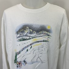 Vintage 80s Ski Hill Winter Resort Skiing Canada Womens Large Sweatshirt