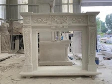 BEAUTIFUL CARVED FRENCH STYLE MARBLE FIREPLACE MANTEL - JX113