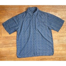 Vintage Mens Hawaiian Shirt Size Medium 1990s Geometric Abstract Print Rayon