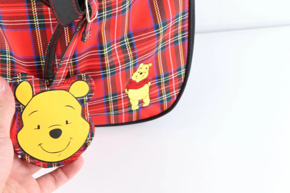 Bolso de Mano Vintage Años 90 Disney Winnie the Pooh Deletrear a Cuadros Asas Saco Rojo Foto 4 de 4