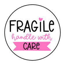 30 FRAGILE HANDLE WITH CARE STICKERS ENVELOPE SEALS LABELS 1.5" ROUND