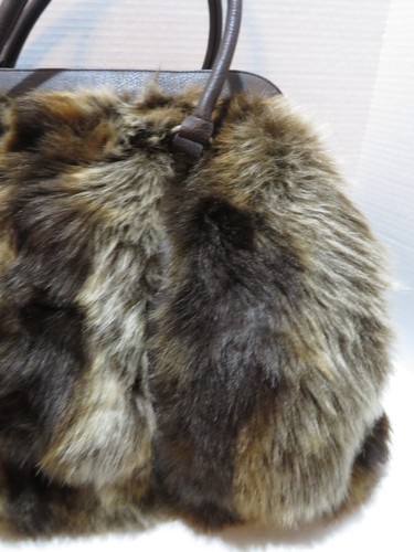 DS BRAND FAUX FUR LARGE SATCHEL PURSE/BAG 20" WIDE NWT - Picture 4 of 14