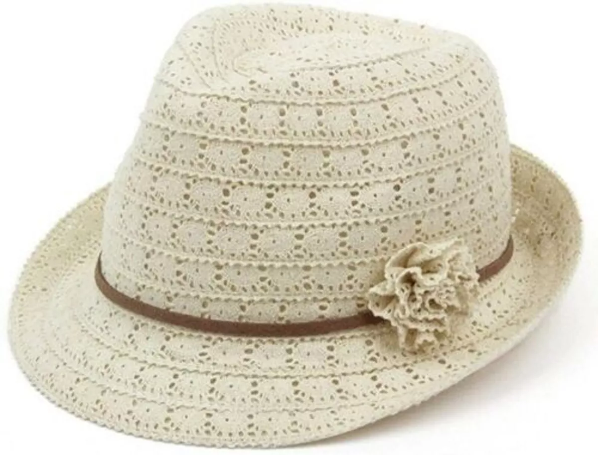 Womens Crushable Lace Trilby Ladies Summer Sun Hat Light Weight