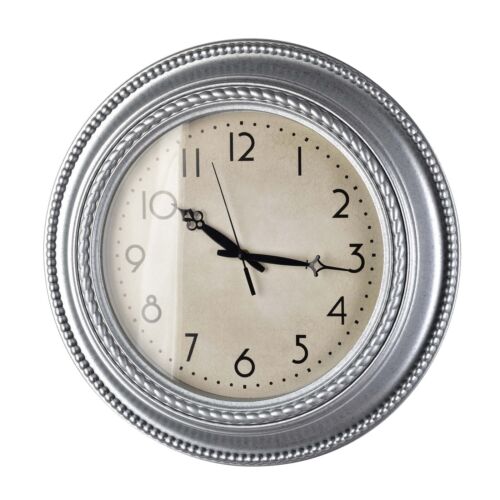 Grande Horloge Murale Analogique Ronde Neuve Horloge Moulure Argentée 50 cm - Photo 1/6