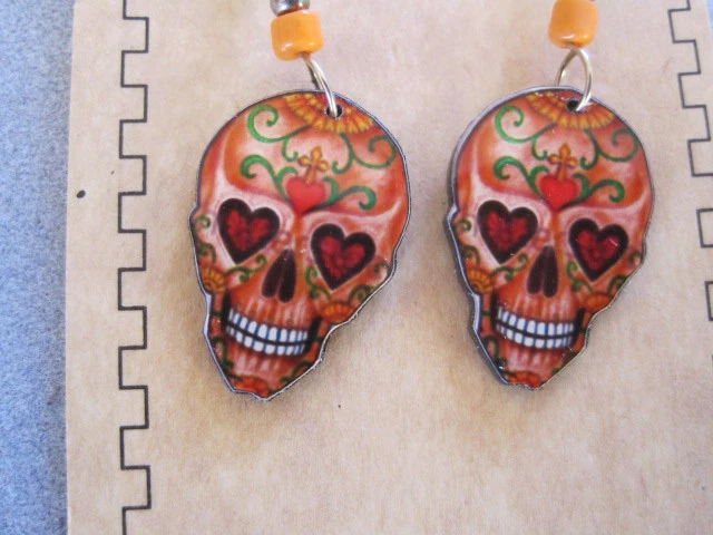 Spirit of Nature western  Day of Dead, Dia de los Muertos Skull Dangle earrings - Image 2 of 2