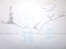 PEANUTS CHARLIE BROWN Charles Schulz ORIGINAL PROD cel DRAWING LAYOUT snoopy