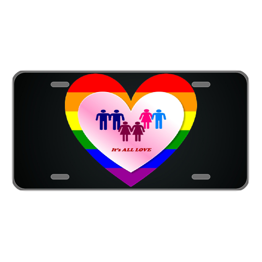Custom Novelty License Plate With Gay Pride Equality Heart It's All Love eBay