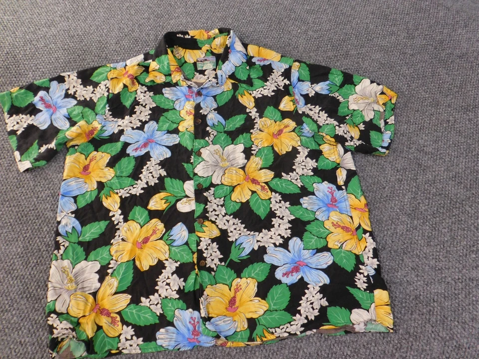 Camisa Reyn Spooner XL Hombre Verde Floral Hawaiano Hilado Rayón Abotonada Foto 2 de 4