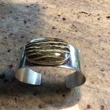 Beautiful Stone 925 Solid Sterling Silver Cuff Bracelet
