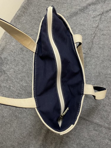 Vintage L.L. Bean Boat and Tote Canvas Beuteltasche Tasche grün/marine gestreift USA - Bild 6 von 13