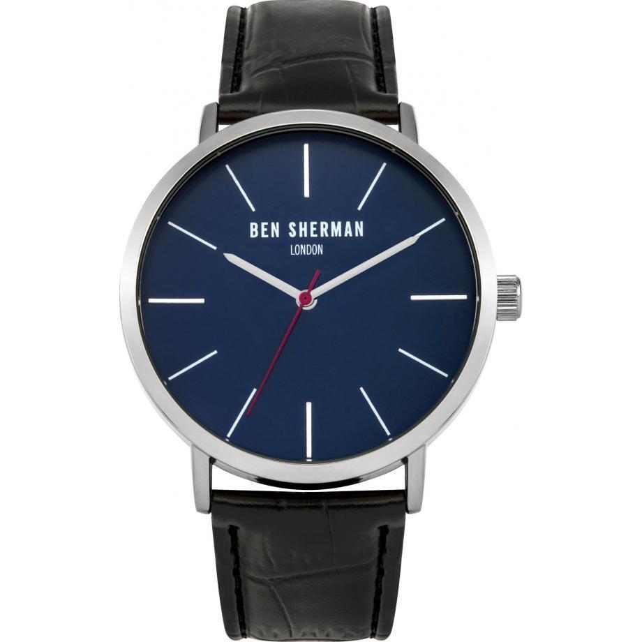Ben Sherman WB054B Mens Quartz Watch Blue Dial Stainless Steel Band Leather 40MM