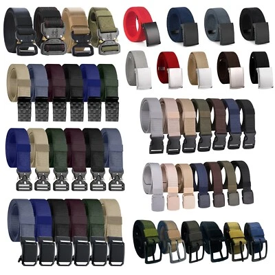 Hommes Ceinture Toile Unisexe Boucle Réglable Style Armée - Photo 1/4