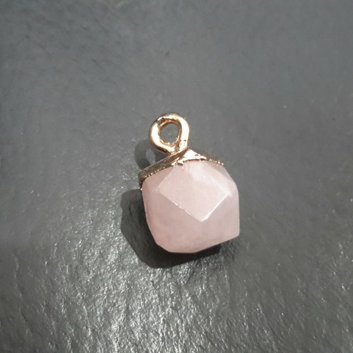 Dije facetado de cuarzo rosa natural, 11-12x8x8mm, 2 piezas, franqueo gratuito OZ VENTA - Imagen 2 de 3