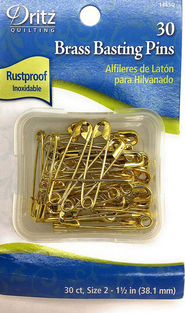 1 Pack 30 Brass Quilt Basting Safety Pins Prym 2 Model 1465Q UPC