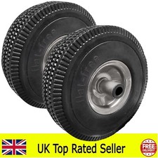 2 x Off Set Galvanised PU Sit On Lawn Mower Wheel Puncture Proof 4.10/3.50 - 4