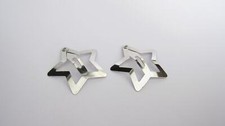 2 silver metal star snap hair clip barrettes