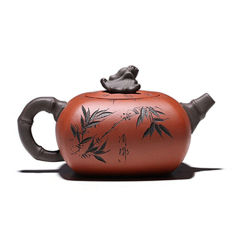 Chinese Tea Pot Bamboo Carved Chinese Character Yixing Zisha Qingshui Clay Pot - Image 2 of 4