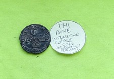 1711 Queen Anne Brass Token game-counter Guinea