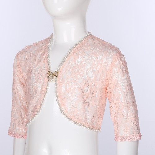 Kids Girls Crop Tops Toddler Cardigans Occasion Wrap Over Coats Shrugs Pageant - Picture 59 of 76