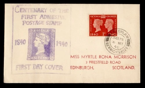 DR WHO 1940 GB FDC STAMP CENTENARY GREENLAW M74807