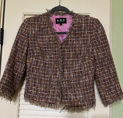 ABS By Allen Schwartz tweed multi-color VTG jacket blazer coat Size 2