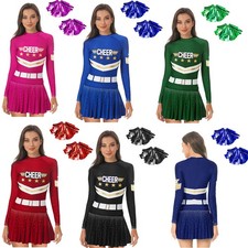 Womens Dress Rhinestone Cheerleading Outfit Birthday Uniform Halloween Costume