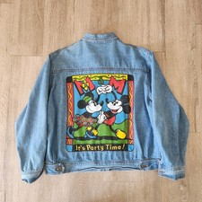 Vintage 90s Mickey And Co. Mickey And Minnie Blue Denim Jacket Size Large Womens