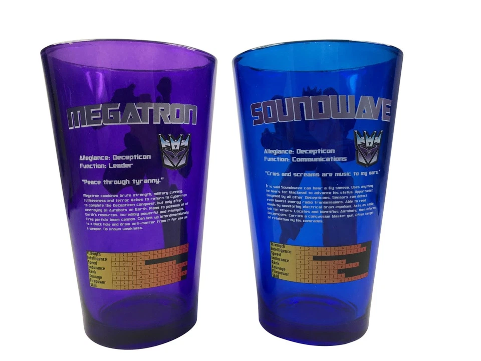 Transformers Decepticons Megatron y Soundwave paquete de 2 vasos de pinta juego Foto 3 de 4