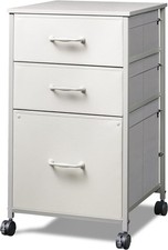 Mobile Rolling File Cabinet Printer Stand with 3 Drawers Fabric Vertical Cabinet