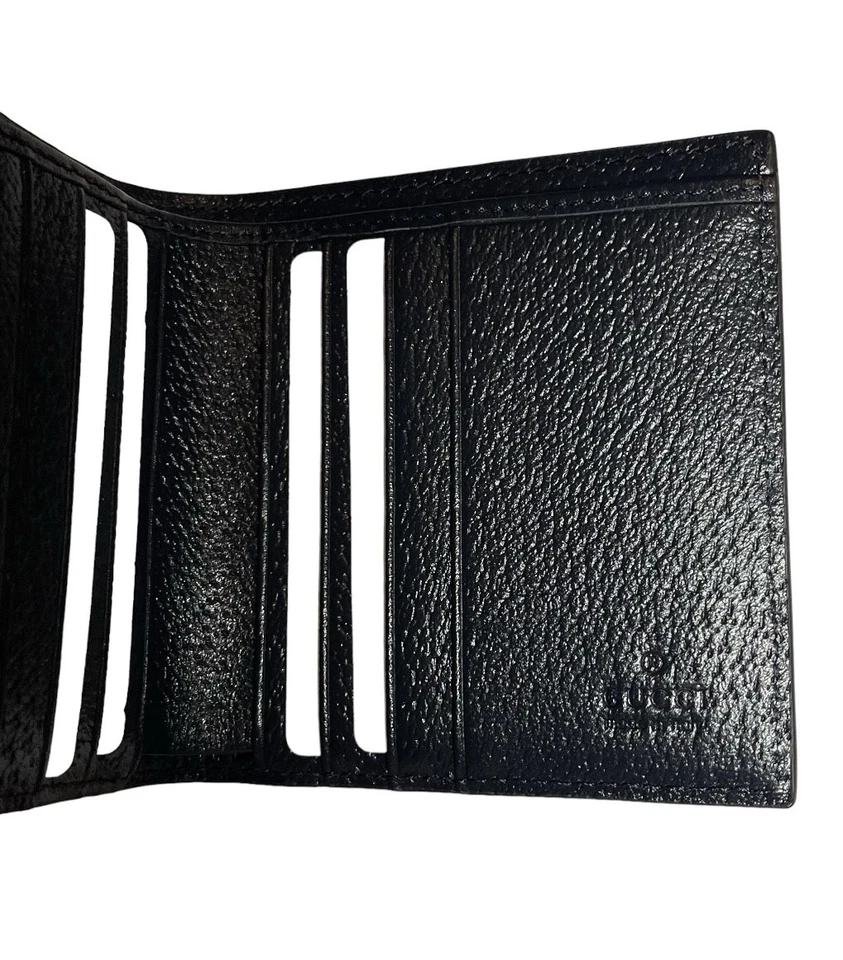 NUEVA CARTERA PLEGABLE DE CUERO DE LONA AZUL Y AZUL OSCURO GUCCI OPHIDIA GG CON CAJA Foto 3 de 4