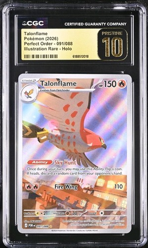 Pokemon Talonflame 091/088 Perfect Order IR Illustration Rare CGC 10 PRISTINE
